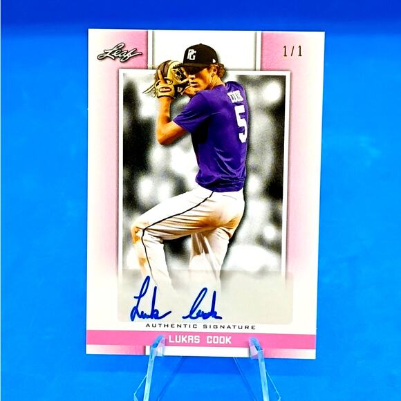 2019 Leaf Perfect Game National Showcase - Autographs Lukas Cook #BA-LC1 SP 1/1 - Picture 4 of 4